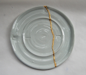 porcelain plate mended in gold