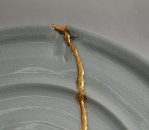 porcelain plate mended with gold